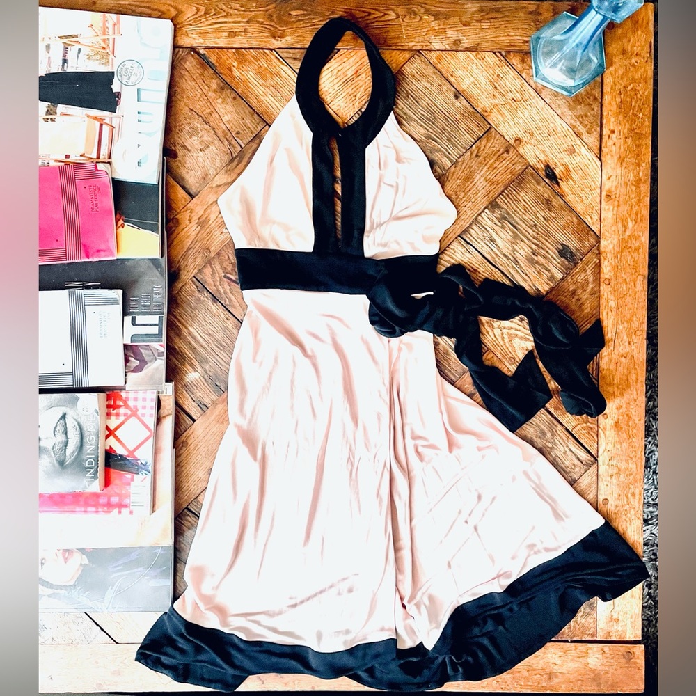 Diane Von Furstenberg Pink & Black Halter Dress